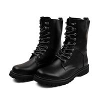 ENWIND Men's Lace Up Round Toe Military Boots Warm High Tops Boots Lightweight Mid-Calf Combat Boots,Black,11 UK
