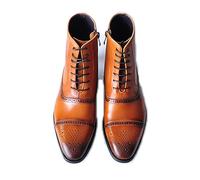 ENWIND Men's Lace Up Wing Tip Formal Dress Boots Zipper Classical Oxford Leather Booties Brogue Chukka Ankle Boot,Yellow,11.5 UK