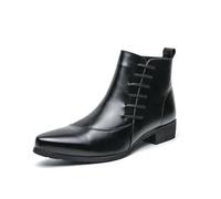 ENWIND Men's Leather Chukka Boots Lace-Up Ankle Desert Boots Casual Dress Shoes for Work and Weekend,Black,7.5 UK