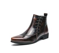 ENWIND Men's Leather Chukka Boots Lace-Up Ankle Desert Boots Casual Dress Shoes for Work and Weekend,Brown,5 UK