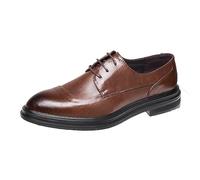 ENWIND Men's Leather Lace Up Platform Oxfords Round Toe Derby Casual Shoes Classic Work Office Business Dress Shoes,Brown,7.5 UK