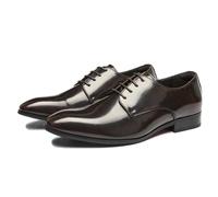 ENWIND Men's Oxfords Formal Lace Up Dress Shoes, Classic Business Casual Wedding Leather Shoes,Brown,7 UK