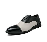 ENWIND Men's Patchwork Multicolor Brogue Oxfords Shoes Fashion Classic Lace Up Low Top Leather Dress Shoes Business Formal Derby Shoes,Black,10 UK