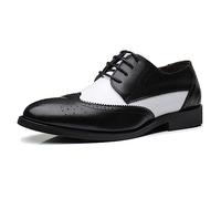 ENWIND Mens Perforated Lace Up Dress Shoes Modern Double-Color Formal Business Wingtip Oxford Derby,Black,6 UK