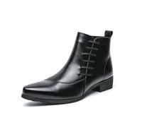 ENWIND Men's Pointed Toe Ankle Boots Side Zipper Dress Boots,Black,7.5 UK