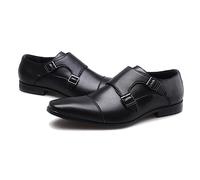 ENWIND Men's Pointed Toe Monk Strap Oxfords Fashion Comfortable Slip on Loafer Leather Formal Business Office Wedding Dress Shoes,Black,11 UK