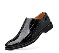 ENWIND Men's Printed Oxford Dress Shoes Comfortable Pull-on Pointed-Toe Formal Shoes Business Wedding Slip-on Loafers for Men,Black,7 UK