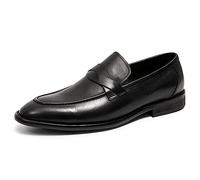 ENWIND Men's Slip on Gentleman Formal Shoes Manmade Microfiber Leather Loafers for Men Square Toe Modern Bussiness Oxford Shoes,Black,9 UK