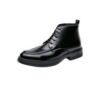 ENWIND Mens Strappy Chukka Boots High Top Leather Dress Boots Platform Side Zipper Work Boots,Black,9 UK