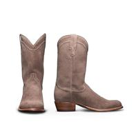 ENWIND Men's Suede Pointed Toe Cowboy Boot Slip On Ankle Booties Low Heel Vintage Chelsea Dress Boots,Gray,12 UK