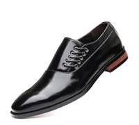 ENWIND Men's Tuxedo Dress Shoes Patent Leather Oxfords Classic Formal Suit Shoes with Lace-Up,Black,8.5 UK