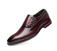 ENWIND Men's Tuxedo Dress Shoes Patent Leather Oxfords Classic Formal Suit Shoes with Lace-Up,Burgundy,12 UK