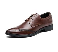 ENWIND Mens Wingtip Brogues Mens Casual Dress Shoes Lace Up Fashion Leather Shoes,Brown,9 UK