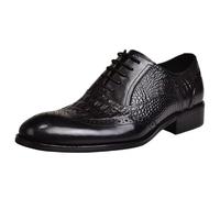 ENWIND Men's Wingtip Vintage Oxfords Low Top Lace-Up Low Block Heel Brogue Dress Derby Shoes for Casual Business,Black,10 UK