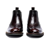 ENWIND Slip-on Chelsea Boots Men, PU Leather Low Heel Ankle High Dress Bootie with Side Elastic Panels,Brown,12 UK