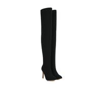 ENWIND Women's Glitter PU Thigh High Boots Pointy Toe Side Zippe Sexy Stiletto High Heel Over The Knee Boots,Black,10 UK