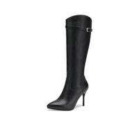 ENWIND Womens Zipper Winter Knee High Boots Sexy Pointed Toe Stiletto Heel Boot Mid Calf High Heel Boots,Black,11 UK
