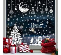 Enwokran Christmas Window Stickers - 200pcs Reusable Santa Claus Christmas Window Decals for Xmas Decorations - Double Side Snowflake Window Clings for Home Office (9 Sheets, 20 * 30cm)