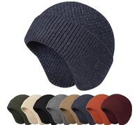 Enwokran Knit Beanie Hat Warm Winter Hats Unisex Stretchy Windproof Earflap Knit Skull Cap Slouchy with Ear Warmer for Running Fishing Skiing Cycling Outdoor Sports (Navy)