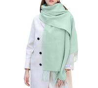 Enwokran Scarf for Women Soft Pashmina Shawls Wrap Reversible Long Large Winter Warm Thick Ladies Cashmere Scarves with Tassel for Weddings Womens Gift Evening Dresses (Aqua Green)