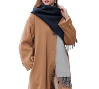 Enwokran Scarf for Women Soft Pashmina Shawls Wrap Reversible Long Large Winter Warm Thick Ladies Cashmere Scarves with Tassel for Weddings Womens Gift Evening Dresses (Black Beige)