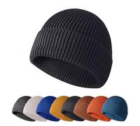 Enwokran Winter Beanie Hat,Unisex Stretchy Windproof Soft Cuffed Skullcap,Daily Thermal Striped Comhats Roll up Edge for Running Fishing Skiing Cycling Outdoor Sports (Black)