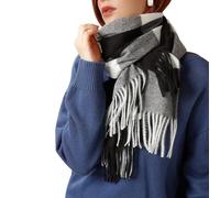Enwokran Women Scarves Soft Plaid Wrap, Long Oversized Soft Warm Tartan Wraps Wool Spinning Tassel Shawl Stole Scarf Blanket,Great Christmas or Birthday Gift for Lady Women Girls (Black Wihte)