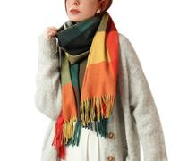 Enwokran Women Scarves Soft Plaid Wrap, Long Oversized Soft Warm Tartan Wraps Wool Spinning Tassel Shawl Stole Scarf Blanket,Great Christmas or Birthday Gift for Lady Women Girls (Colorful)