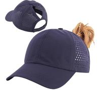 Enwokran Womens Ponytail Hat Baseball Cap,Unisex Adjustable High Messy Bun Ponycap,Mesh Quick Drying Outdoor Hats with Pony Hole Loop (Navy)