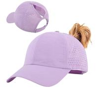 Enwokran Womens Ponytail Hat Baseball Cap,Unisex Adjustable High Messy Bun Ponycap,Mesh Quick Drying Outdoor Hats with Pony Hole Loop (Light Purple)