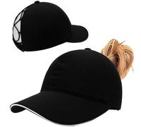 Enwokran Womens Ponytail Hat Criss Cross Baseball Cap High Messy Bun Ponycap Quick Drying Hat with Ponytail Hole UV Protection Summer Sun Hat Outdoor Sports Cap (Black)