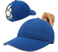 Enwokran Womens Ponytail Hat Criss Cross Baseball Cap High Messy Bun Ponycap Quick Drying Hat with Ponytail Hole UV Protection Summer Sun Hat Outdoor Sports Cap (Blue)