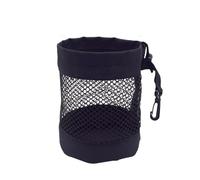 ENWWCH 1Pc Golf Ball Pouch Bag with Drawstring Closure Mesh Nylon and Hanging Plastic Clip Convenient to Hang On for Practice(L Black)