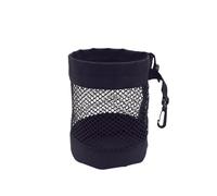 ENWWCH 1Pc Golf Ball Pouch Bag with Drawstring Closure Mesh Nylon and Hanging Plastic Clip Convenient to Hang On for Practice(M Black)
