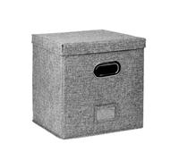 ENWWCH 2Pcs Cotton Linen Vinyl Record Storage Boxes Large Capacity Foldable Stylish Fabric With Lids Practical Dustproof For Comforters(Grey)