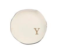 ENWWCH 2pcs Initials Ring Dish Jewery Tray With Personalized A-Z Monogrammed Wedding Engagement For Women Friends Sister,Ceramic White For Earring(Color 22)