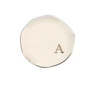 ENWWCH 2pcs Initials Ring Dish Jewery Tray With Personalized A-Z Monogrammed Wedding Engagement For Women Friends Sister,Ceramic White For Earring(Color 2)