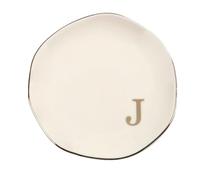 ENWWCH 2pcs Initials Ring Dish Jewery Tray With Personalized A-Z Monogrammed Wedding Engagement For Women Friends Sister,Ceramic White For Earring(Color 9)