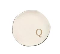 ENWWCH 2pcs Initials Ring Dish Jewery Tray With Personalized A-Z Monogrammed Wedding Engagement For Women Friends Sister,Ceramic White For Earring(Color 15)