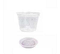 ENWWCH 8Pcs 11/12.5/14/15/17cm Planter Pots With Side Holes Orchid Flowerpot With Trays Breathable Transparent Plastic For Orchids Houseplants(12.5cm)