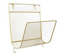 ENWWCH Furniture Iron Art Hanging Wall Storage Bookshelf Minimalist Style Magazine Rack Living Room Books And Newspapers Racks For Magazine(Golden)