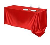 ENWWCH Rectangle Satin Tablecloth, Wedding Table Cloth, For Christmas, Birthday Events, Banquet Decor, Home Dining For Wedding(Red 145x220cm)