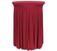 ENWWCH Round Cocktail Table Skirt Stretch Tablecloth With Wavy Drape High Top Covers For Party Birthday Banquet For Wedding(Wine red,60x110cm)