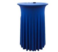 ENWWCH Round Cocktail Table Skirt Stretch Tablecloth With Wavy Drape High Top Covers For Party Birthday Banquet For Wedding(Blue,80x110cm)
