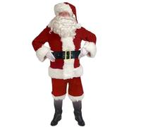 ENWWCH Santa Claus Cosplay Costume Luxury Classic Gold Velvet Christmas Party Costumes Unisex Outfit New Year RolePlay For Christmas Fancy Dress(L,C)