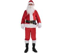 ENWWCH Santa Claus Cosplay Costume Luxury Classic Gold Velvet Christmas Party Costumes Unisex Outfit New Year RolePlay For Christmas Fancy Dress(L,B)
