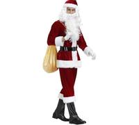 ENWWCH Santa Claus Cosplay Costume Luxury Classic Velvet Christmas Party Costumes Unisex Outfit New Year RolePlay For Christmas Fancy Dress(XXL,A)