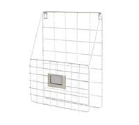 ENWWCH Useful Wall Mounted Magazine File Holder Easy To Install Metal Mesh Wire Basket Label Plate Sturdy Hanging Document Rack Door For Magazine(White)