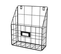 ENWWCH Useful Wall Mounted Magazine File Holder Easy To Install Metal Mesh Wire Basket Label Plate Sturdy Hanging Document Rack Door For Magazine(Black)