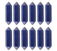 Enwye 12 Pcs Natural Quartz Crystal Points White Quartz Point Hexagonal Crystal Double Terminated Points Wands No Hole Gemstone Point Decor Blue